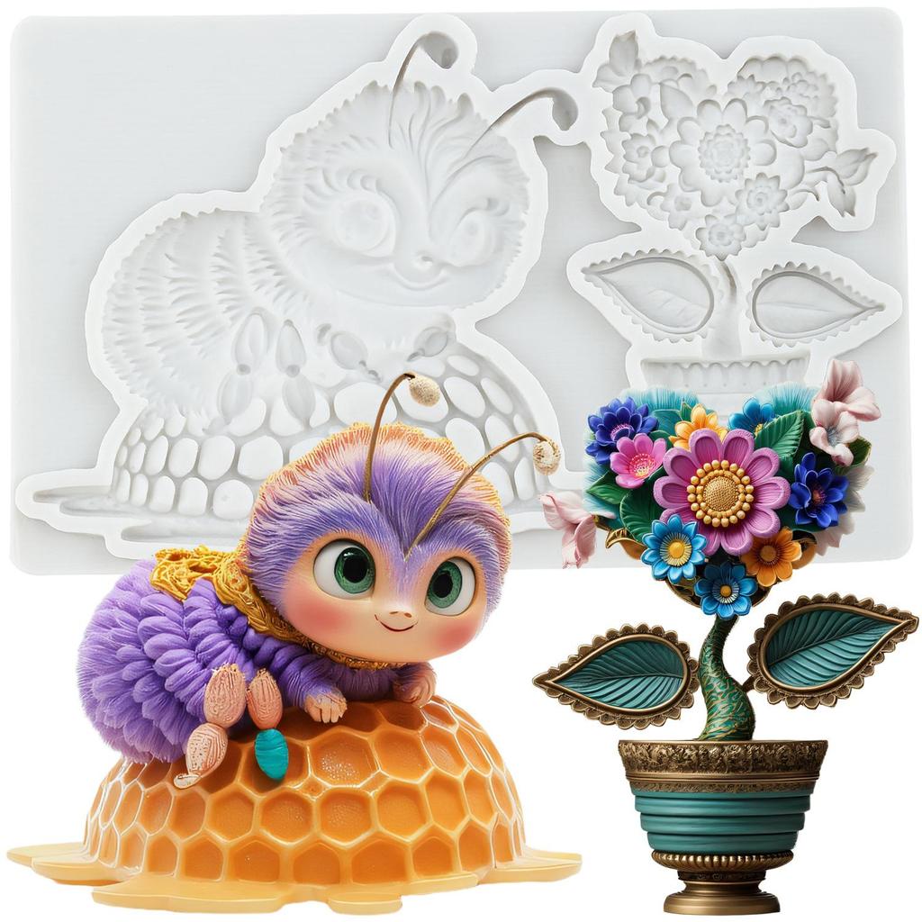 Flower Silicone Mold Sunflower Bee Fondant Molds Cake Decorating Tools Theme Cake Dessert Decorated Chocolate Candy Mold