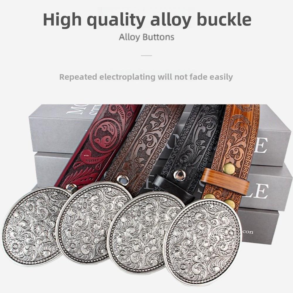 PU Leather Western Cowboy Belt Vintage Waist Belt Fashion Buckle Belt  Men Women