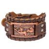 Vintage Viking Leather Bracelet With Compass Pendant Men Handmade Retro Style Adjustable Cuff Band