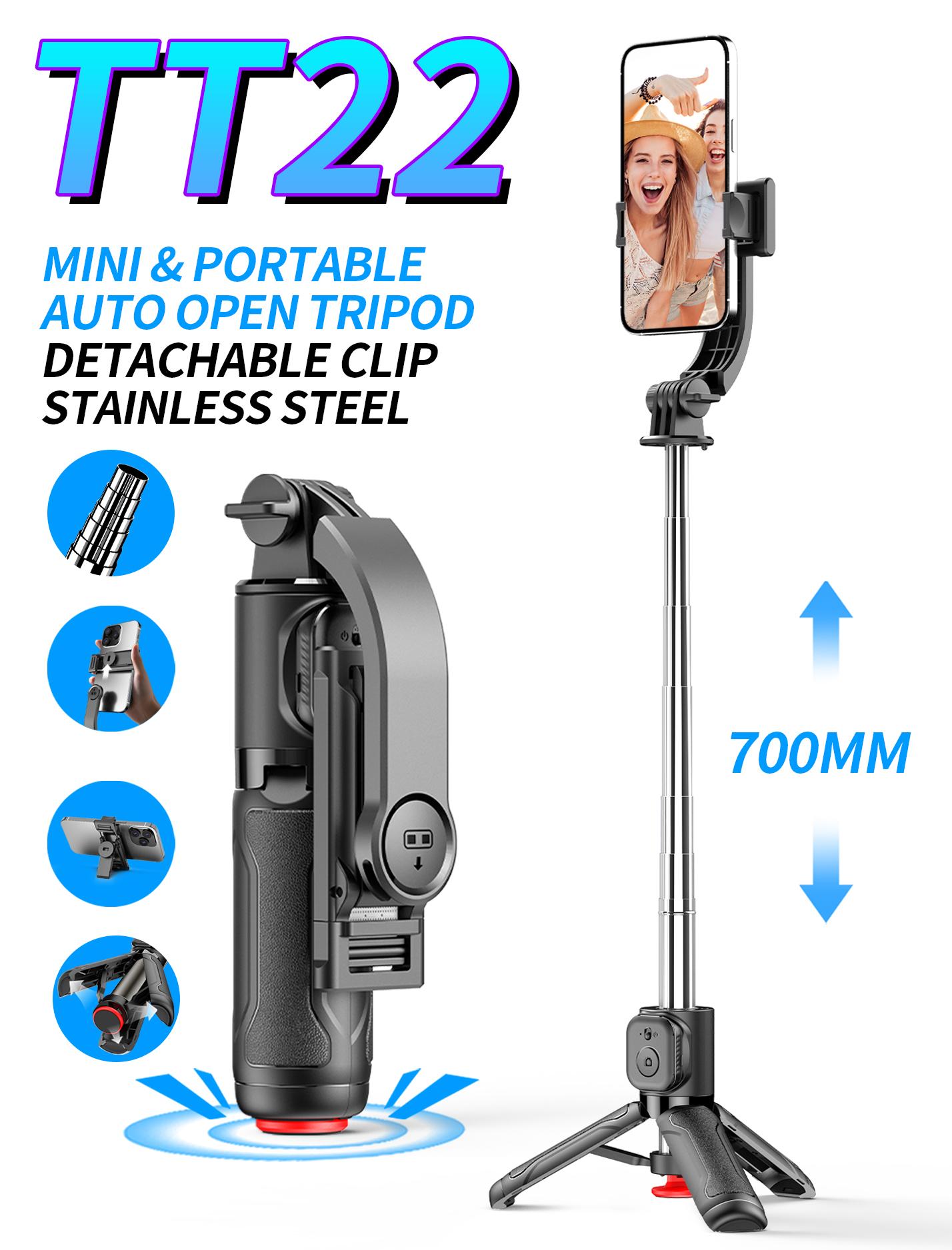 New Stainless Steel Mini Portable Auto Open Tripod Foldable Telescopic Selfie Stick 360-Degree Rotation Phone Stand iPhone TT22 чёрный