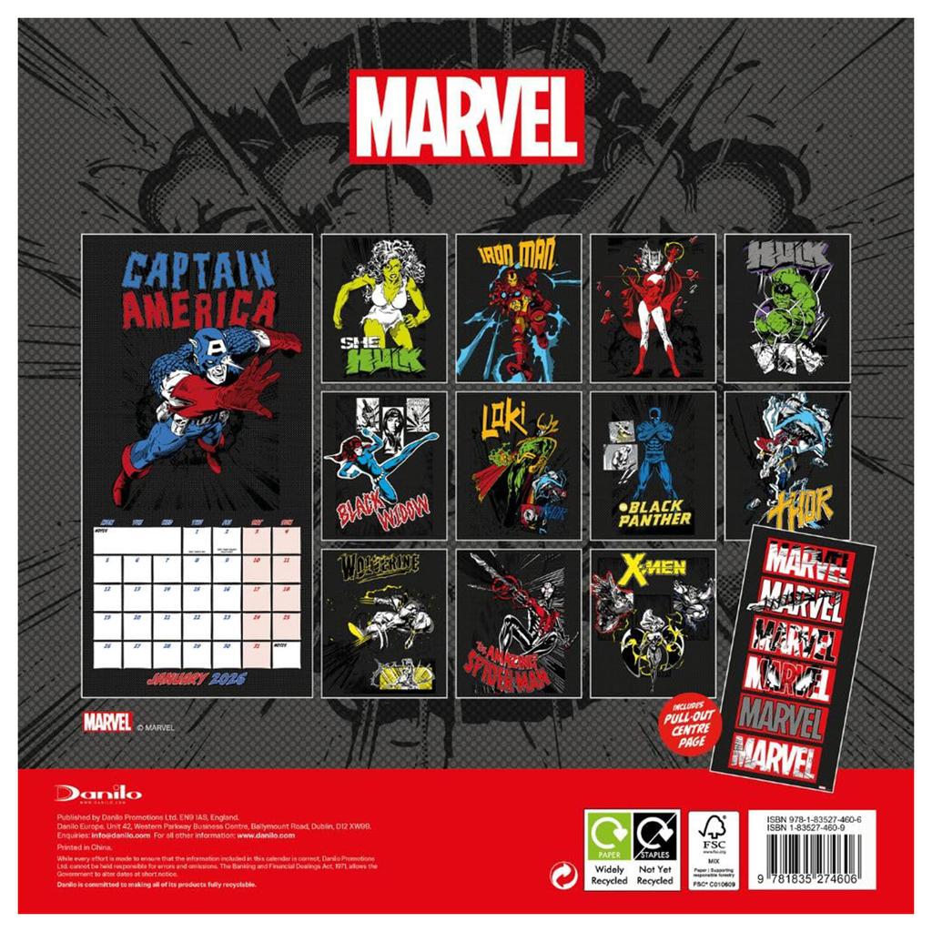 Marvel Comics 2026 Square Wall Calendar