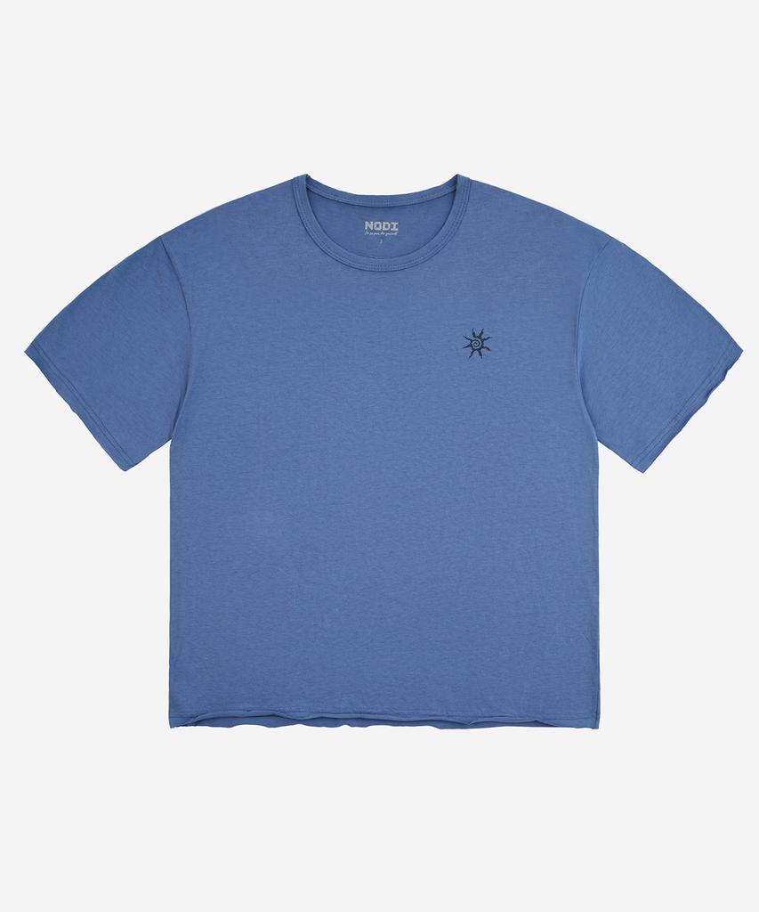 Nodi Cotton 30S Round Neck Crop Top Ocean Blue