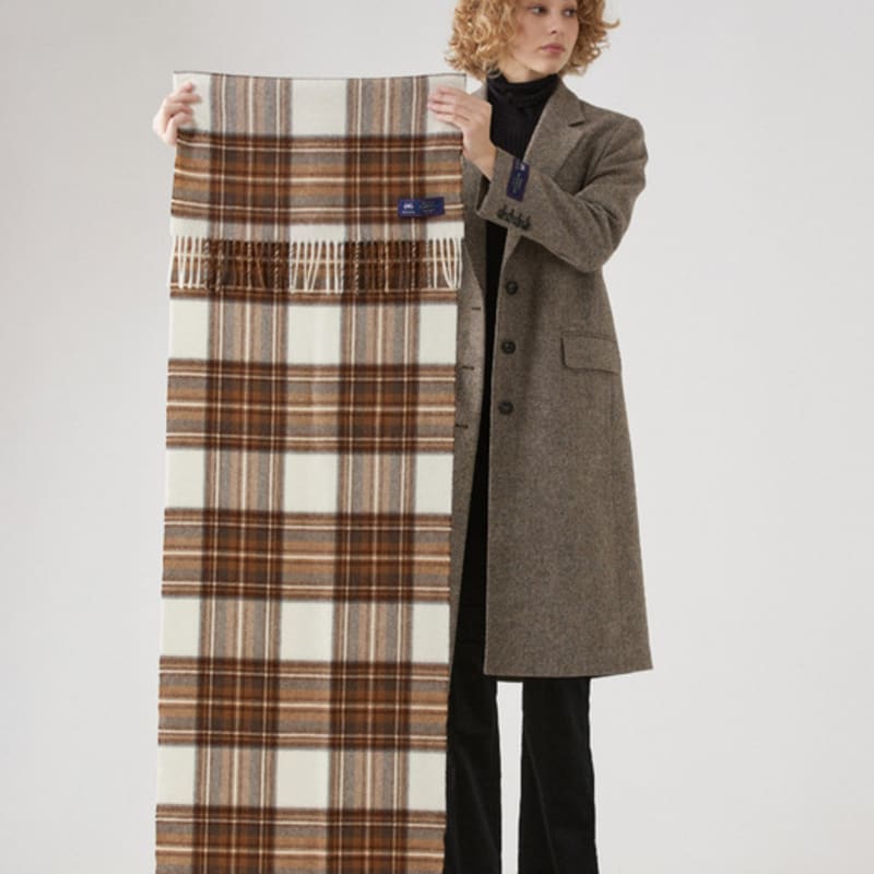 ABRAHAM MOON Merino Wool Shawl Muffler 50cm - Natural Dress Stuart