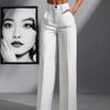 2025 Women's High-Waisted Pleated Loose Fit Solid Color Long Suit Pants for Work and Casual Wear