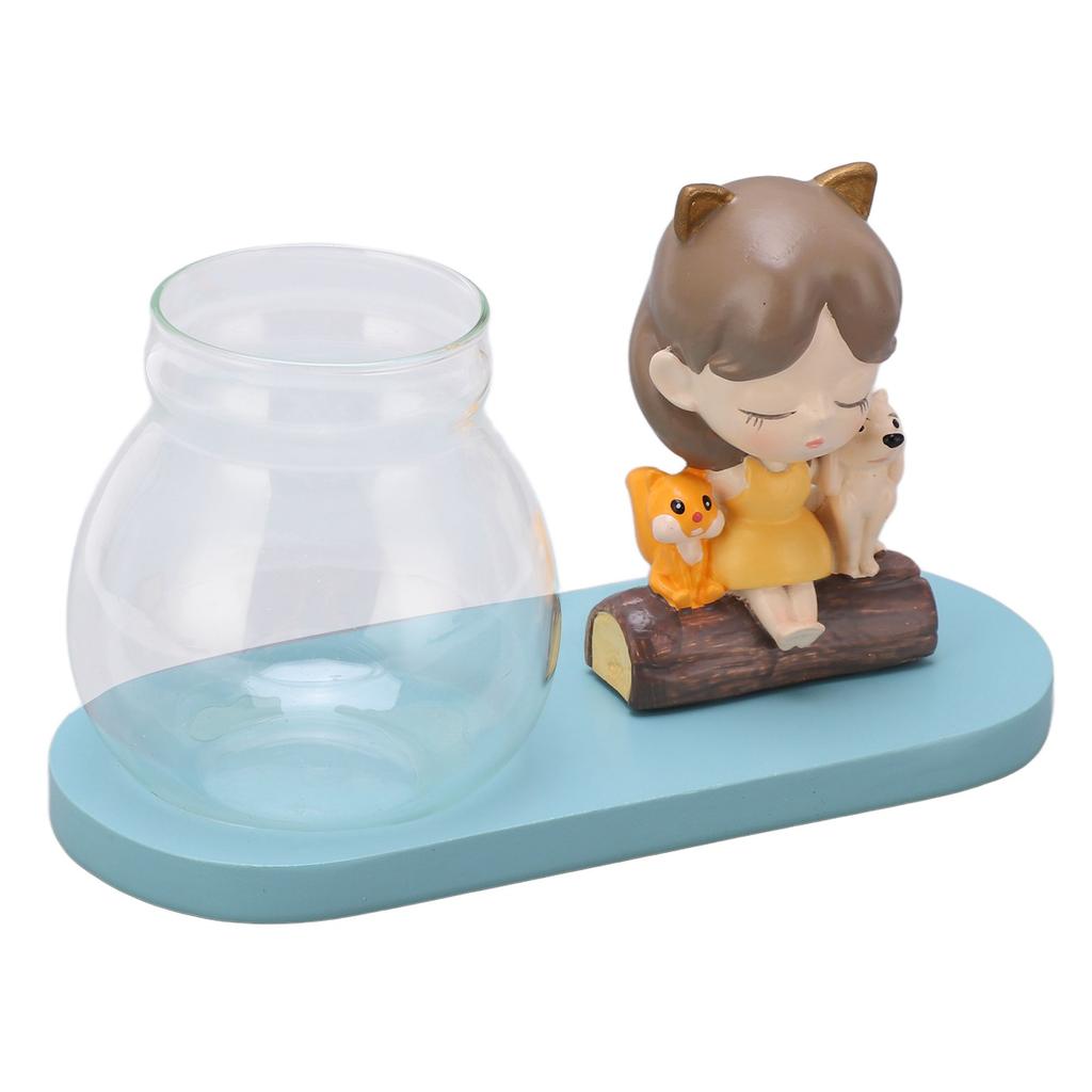 Växtvas Flicka Sittande på Stav Design Enkel Stil Hydroponisk Vas för Skrivbord Fönster Hylla Dekoration