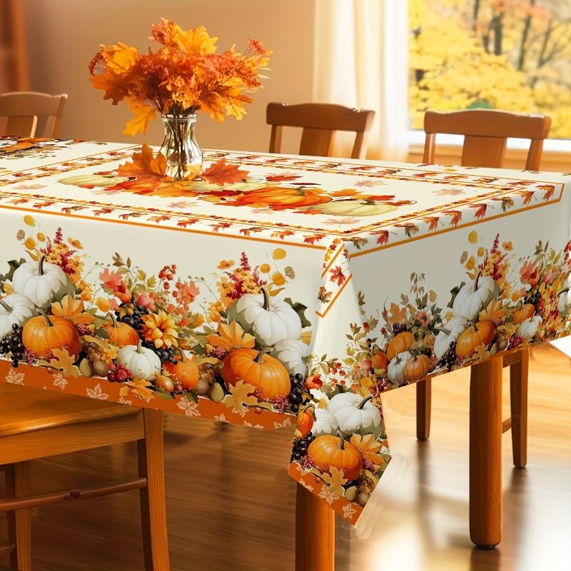 Autumn Harvest Rectangle Table Cloth for Table Decor Kitchen Dining Waterproof Reusable Tablecloth for Tables Holiday Party