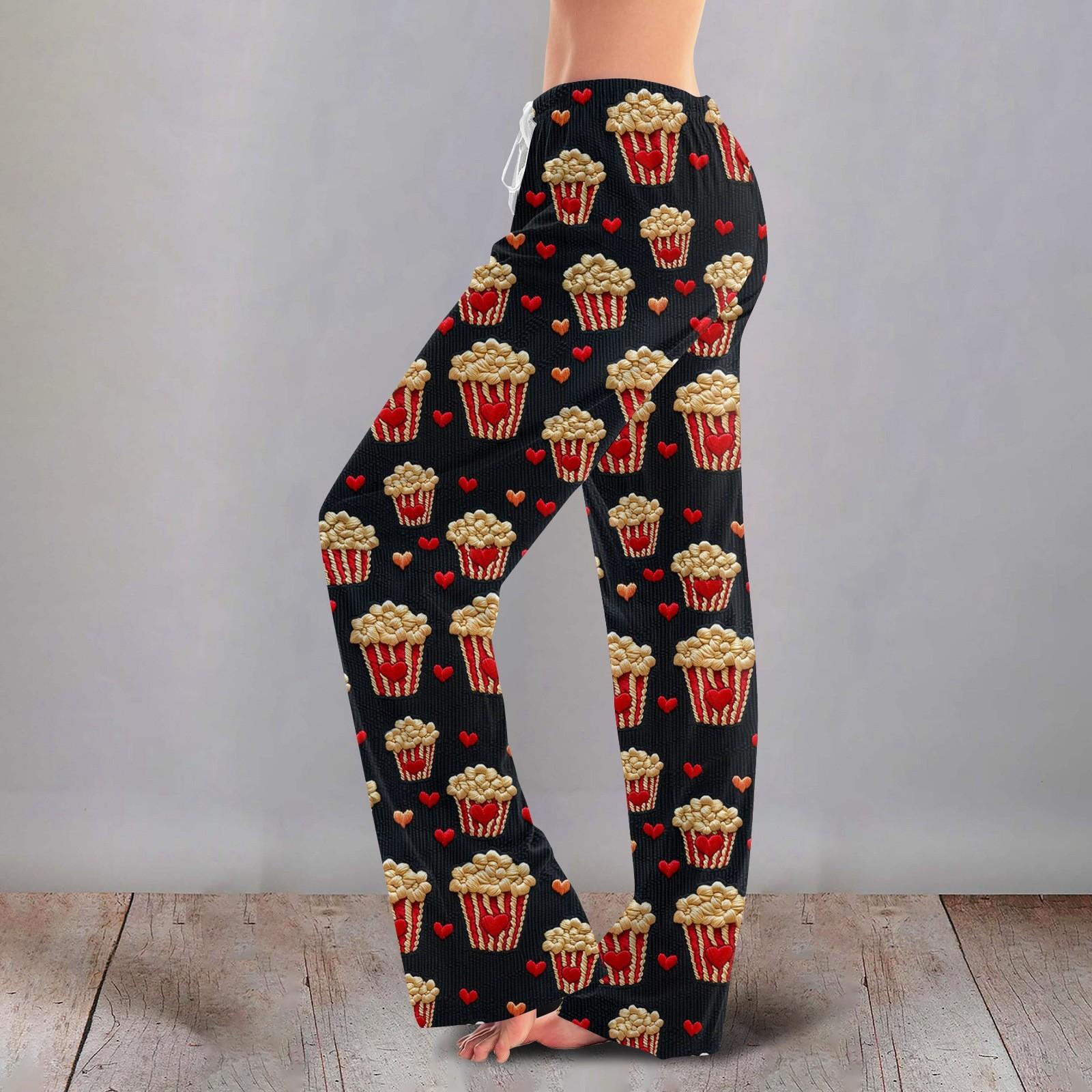 

Женские повседневные прямые брюки с принтом повседневные длинные брюки S чёрный