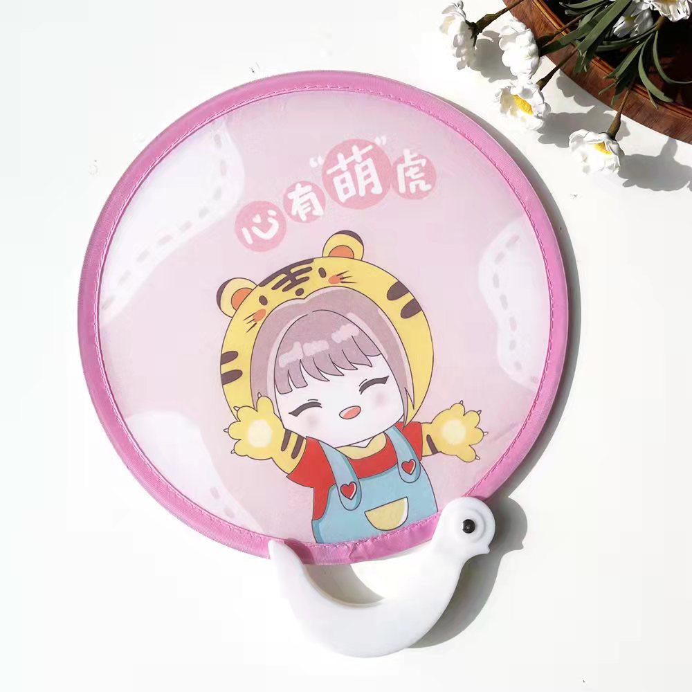 Mini Cartoon Folding Fan: Japanese Round Handheld Portable Fan for Students