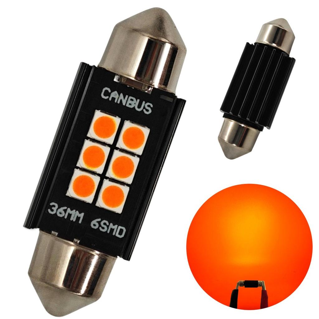 C5W LED Bulb SV8.5 12-24V CANBUS 36mm - Orange Off-Road