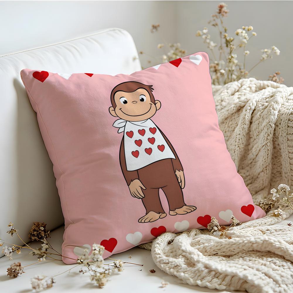 Cushion Cover Linen SkinFriendly Soft Decorative Case for Sofa Home Decor MONKEY CARTOON CCurious GeorgeS Pillow cover