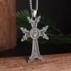 Collana con Ciondolo a Croce con Intreccio Celtico Nordico Vintage per Uomo Catena in Acciaio Inossidabile Gioiello Collana Amuleto