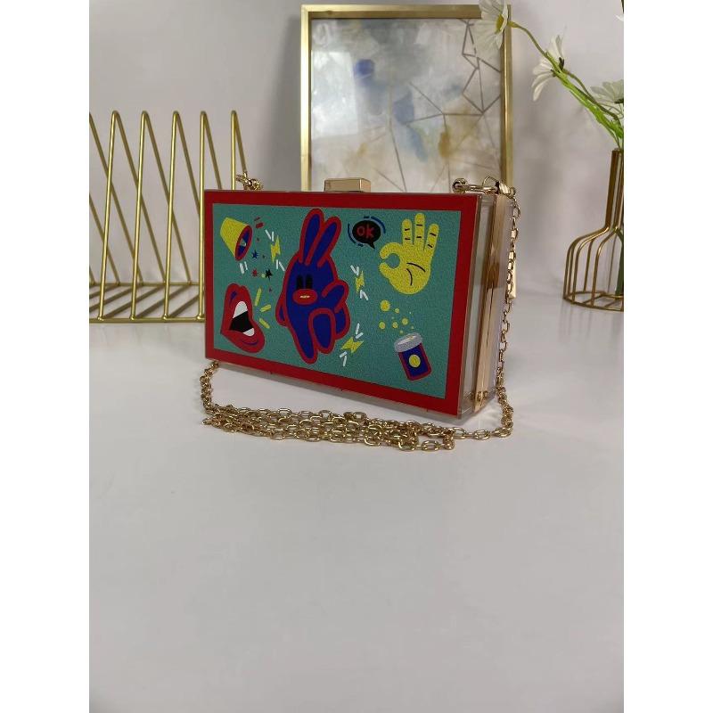 Popular acrylic women's bag small square bag summer candy color transparent box bag dinner bag manufacturer chain bag
