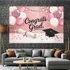2D Flat Graduation Backdrop Pink "Congrats Grad" Themed Background Cloth