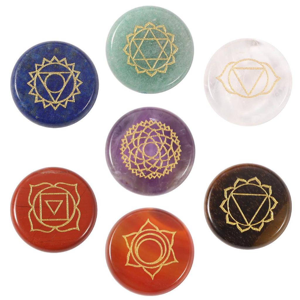20mm Seven-Color Chakra Gemstone Agate Discs for Creative Decoration