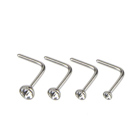 14Pcs/Set Unisex Body Piercing Jewelry Rhinestone Stainless Steel Nose Stud Ring
