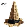 Indoor Outdoor Halloween Ornament Handwoven Witch Hat, Gothic Wizard Costume Headpiece for Durable Woven Witchcraft Decor Party, Spooky Tabletop