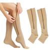 Unisex Toeless Compression Socks, Side Zip Up Knee High Socks, Prevention Socks