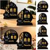 Black Gold Ramadan Countdown Calendar Acrylic with Wooden Base Advent Calendar Replacement DIY Islamic Decoration