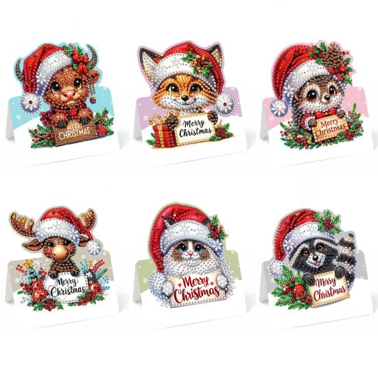 6 Pcs DIY Rhinestone Painting Birthday Gnome Greeting Card Kit 5D Rhinestone Art Birthday Cards for Adults Kids Anniversary Holiday Gifts