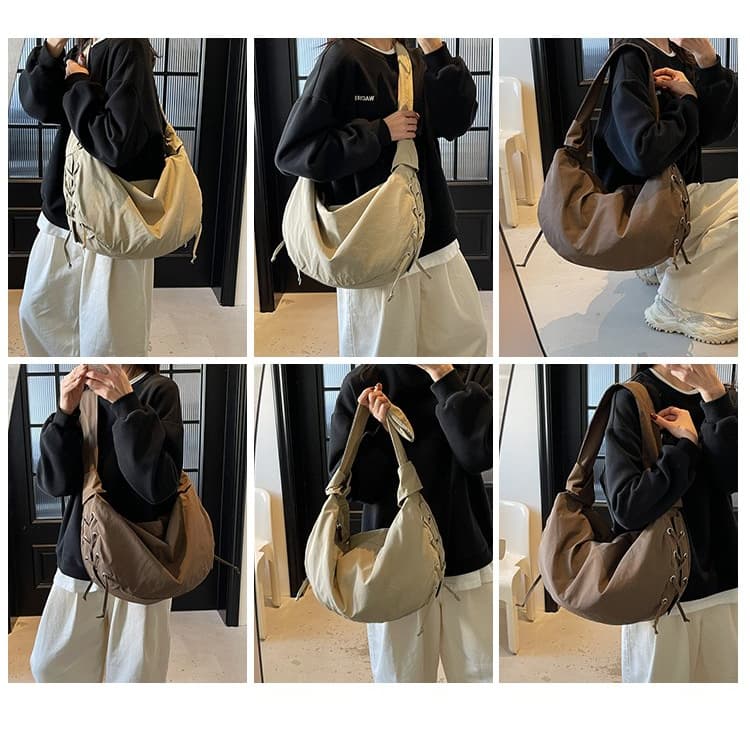 Simple Nylon Drawstring Tote Bag Women's Shoulder Bag