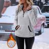 New Style Women's Fall Winter High Neck Zipper Pocket Long Fleece Hoodie
