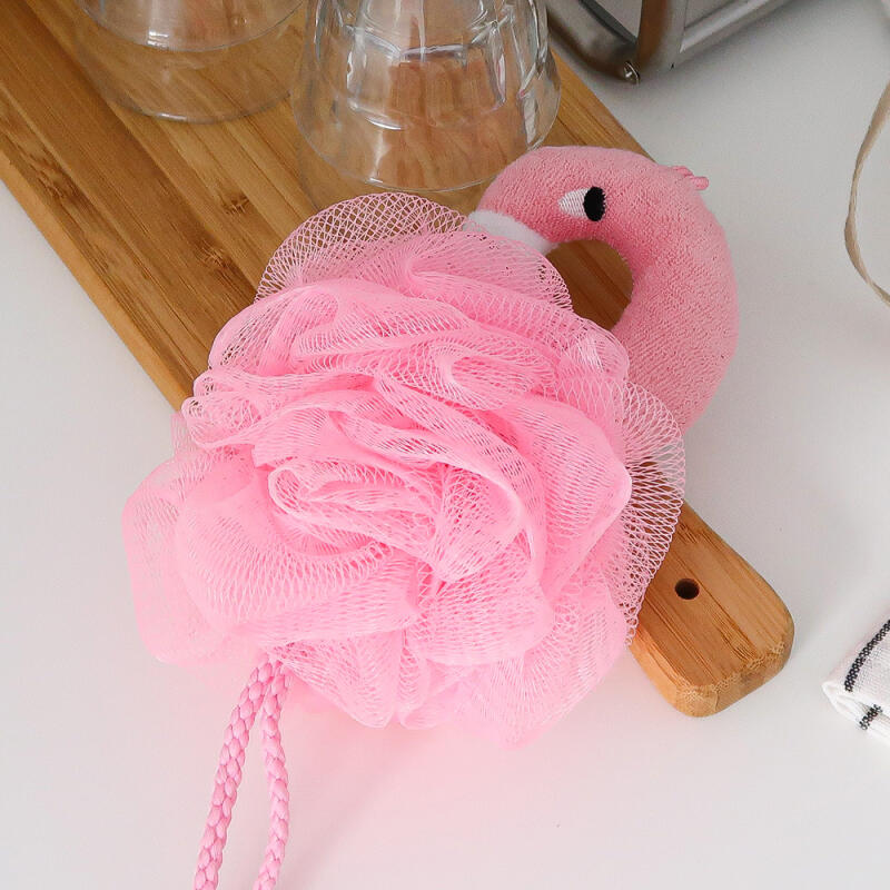 Flamingo shower ball and shower towel