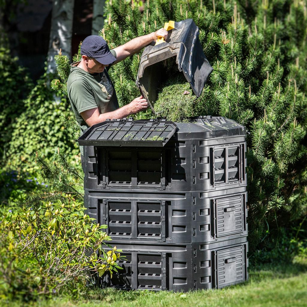 KADAX Garden Composter Modular 860L Frost-resistant Year-Round Black
