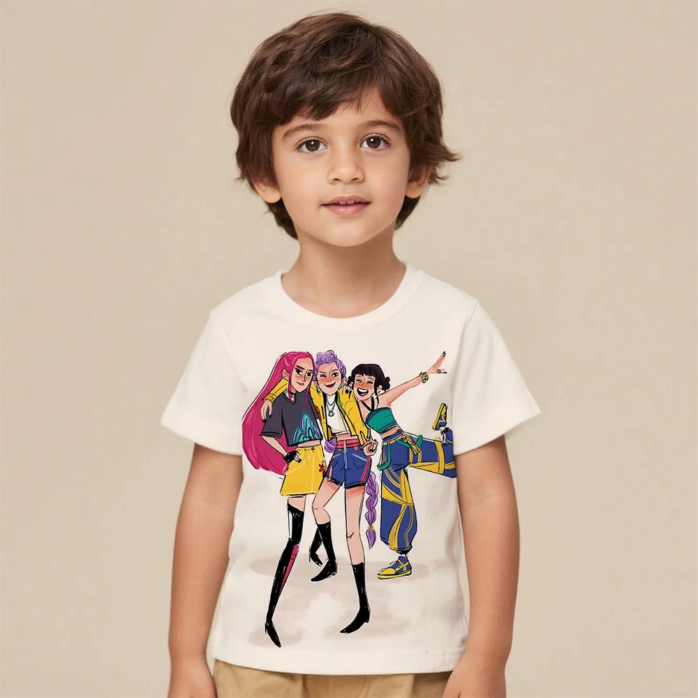 

2025 KPop Demon Hunters Tiger Girls Boys T Shirt K-Pop Demon Hunters Children s Clothing T-shirts Cute Cartoon Print Tee Tops 160