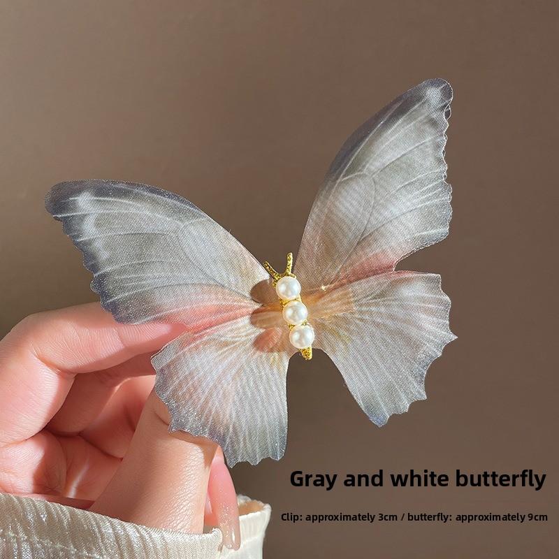 

Super fairy double-layer butterfly tulle hairpin retro high-end bow bangs edge clip hairpin hair accessories