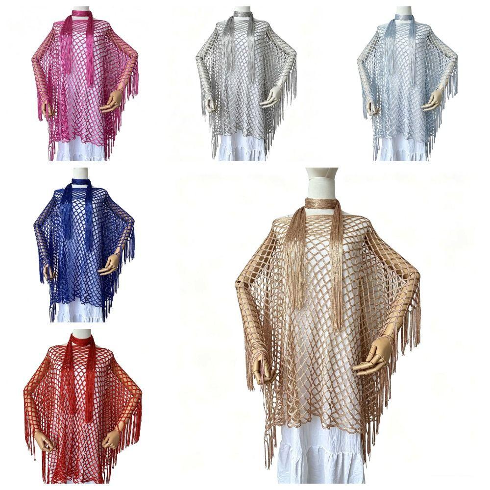 2pcs Tassel Shawl Shawl and Scarf Set Hollowed Out Fringed Cape Summer Sun Shawl for Swimming