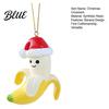 Festive Party Decoration Banana Christmas Ornament with Red Hat 3D Anthropomorphic Figurine Synthetic Resin Pendant Hanging Lanyard Home