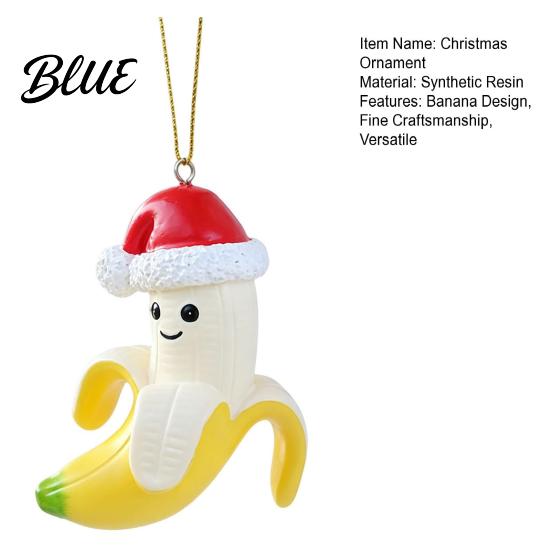 Festive Party Decoration Banana Christmas Ornament with Red Hat 3D Anthropomorphic Figurine Synthetic Resin Pendant Hanging Lanyard Home
