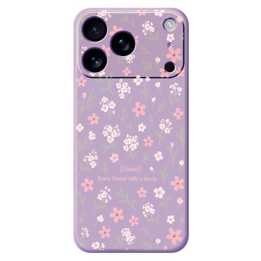 For iPhone 17 Pro Case Small Flower Pattern Printing Straight Edge TPU Phone Back Cover