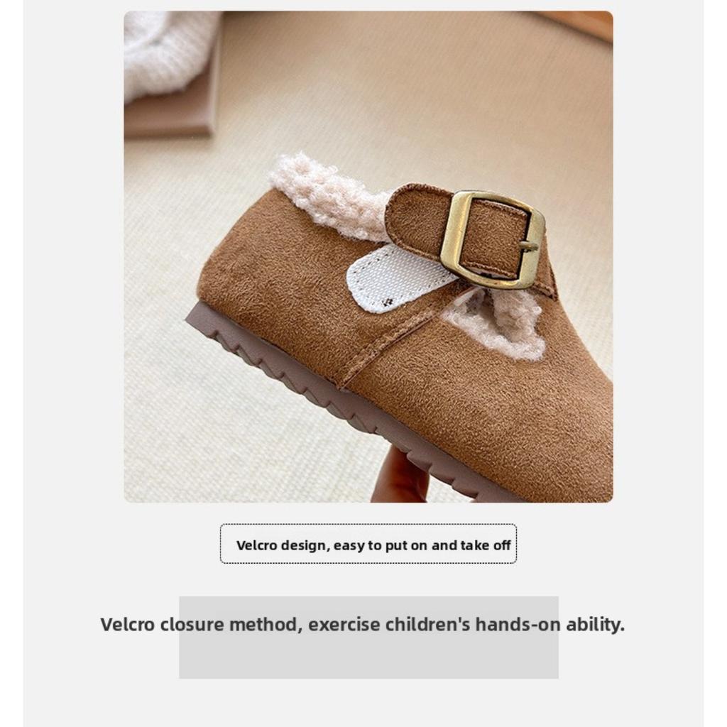 Children's Shoes with Plush Insulation, Autumn and Winter Women's Shoes, Boys' Winter Hairy Shoes, Versatile Baby Cotton Shoes