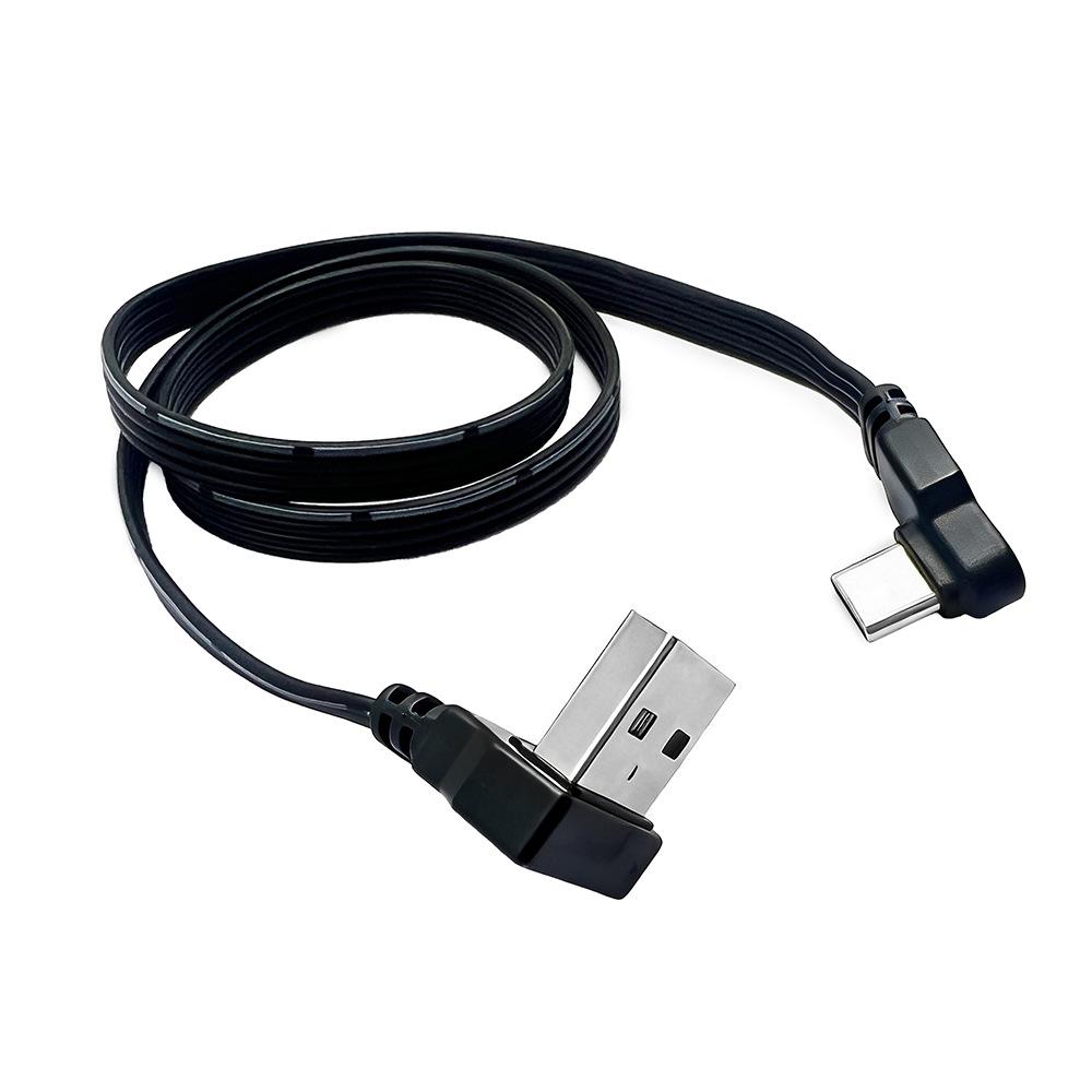 USB Type-C Multi-Directional Elbow Extension Cable, Flat Silicone Male to Female Data Adapter