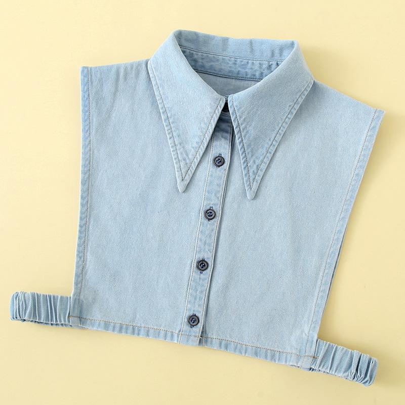 Unisex XXL Denim Shirt Fake Collar for Mens Suits Detachable Collar Big Pointed Lapel Vest Style False Collars for Womens
