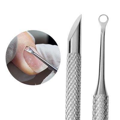 1PCSNail Double-ended Use Stainless Steel Circle Beveled Head Cuticle Pusher Remover Manicure Sticks Tool