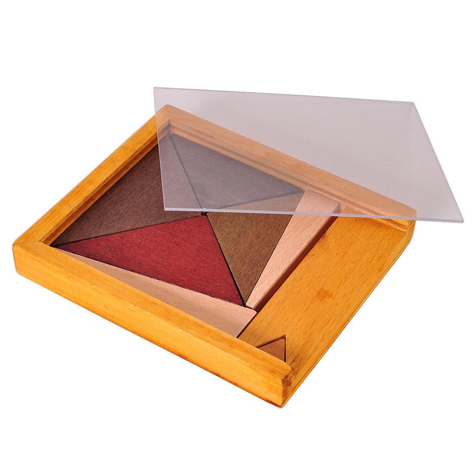

Wooden Clever Placement Puzzle: Round, Triangular & Square Brain-Teasing Educational Toy with Four Tangrams
