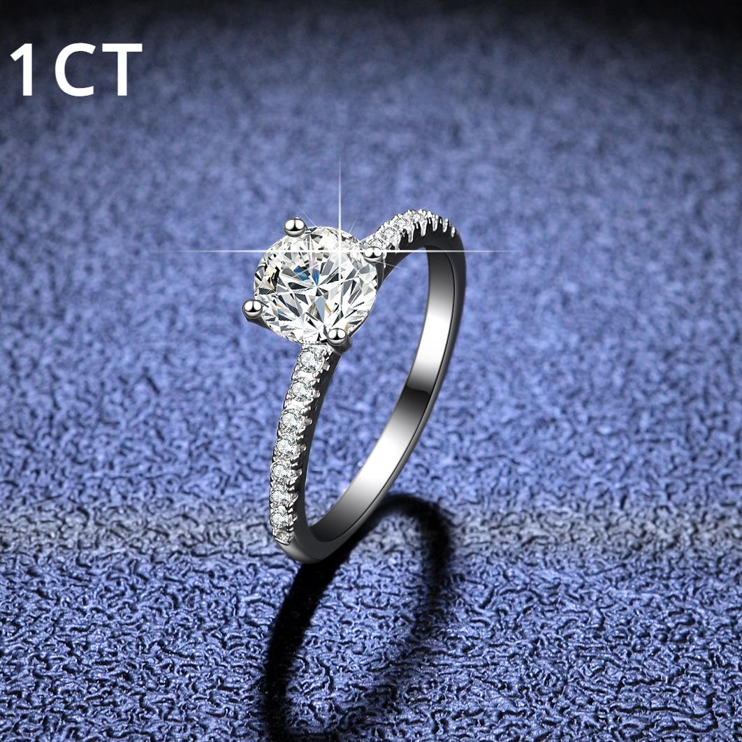 

Кольцо из стерлингового серебра 925 пробы с бриллиантом с четырьмя когтями, кольцо с муассанитом, женское 1 карат, женское обручальное кольцо, классическое открытое кольцо, предложение обручального кольца, кольцо с бриллиантом 20