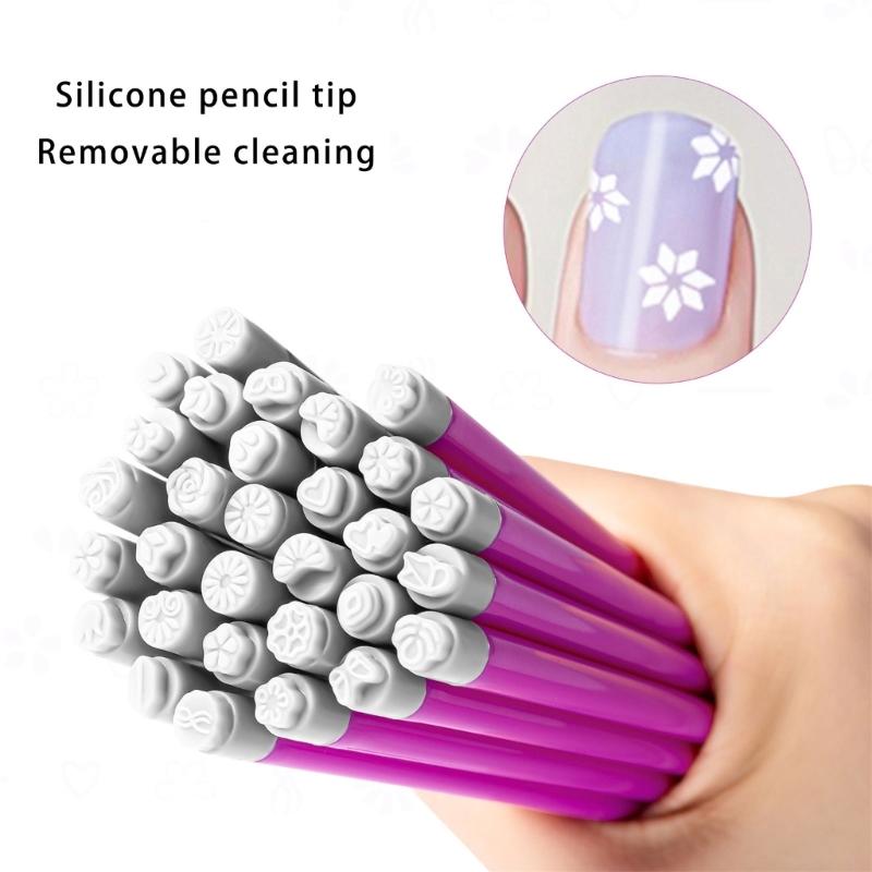 Nail Art Silikon Stempelstift für filigrane Designs Einfacher Transfer mit präzisem, weichem, praktischem Kopf Party Nail Art Werkzeug