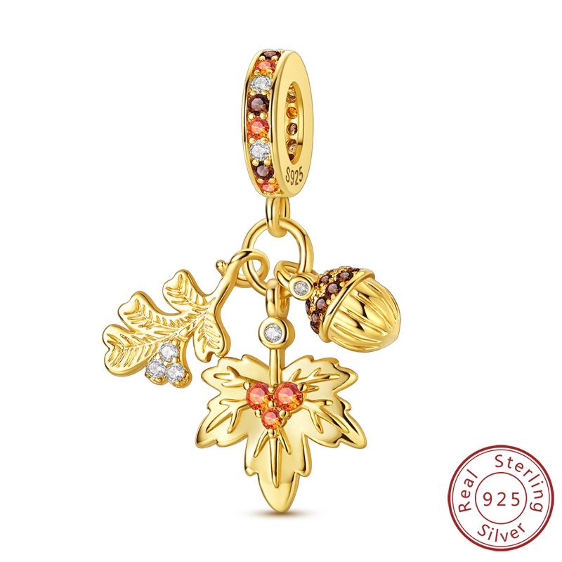 Original Copper Charms Beads Pendants Maple Leaf Squirrel Butterfly Cat Beads Fit Bracelets Women Jewelry Accessory