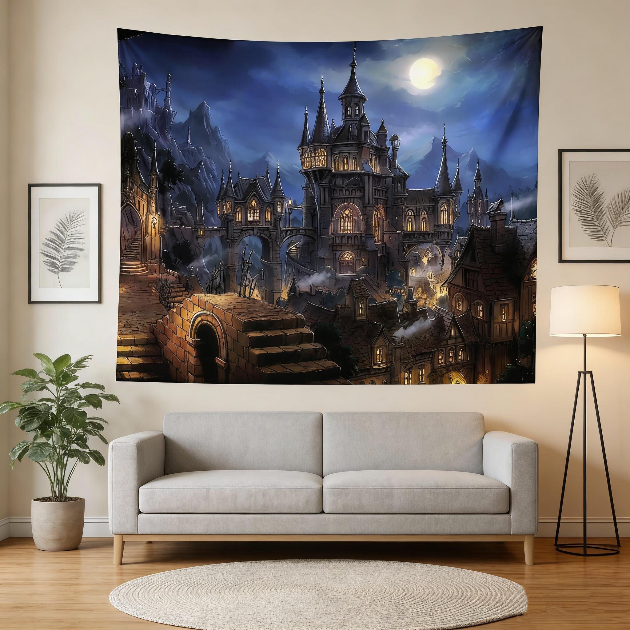

Pink Cherry Blossom Mount Fuji Castle Theme Tapestry for Bedroom Living Room Dorm Decor MultiSize High Quality Flat Print 74x94cm(29x37in)
