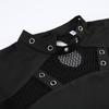 Y2K Women's Dark Punk Mesh Patchwork Slim Fit Long Sleeve Top