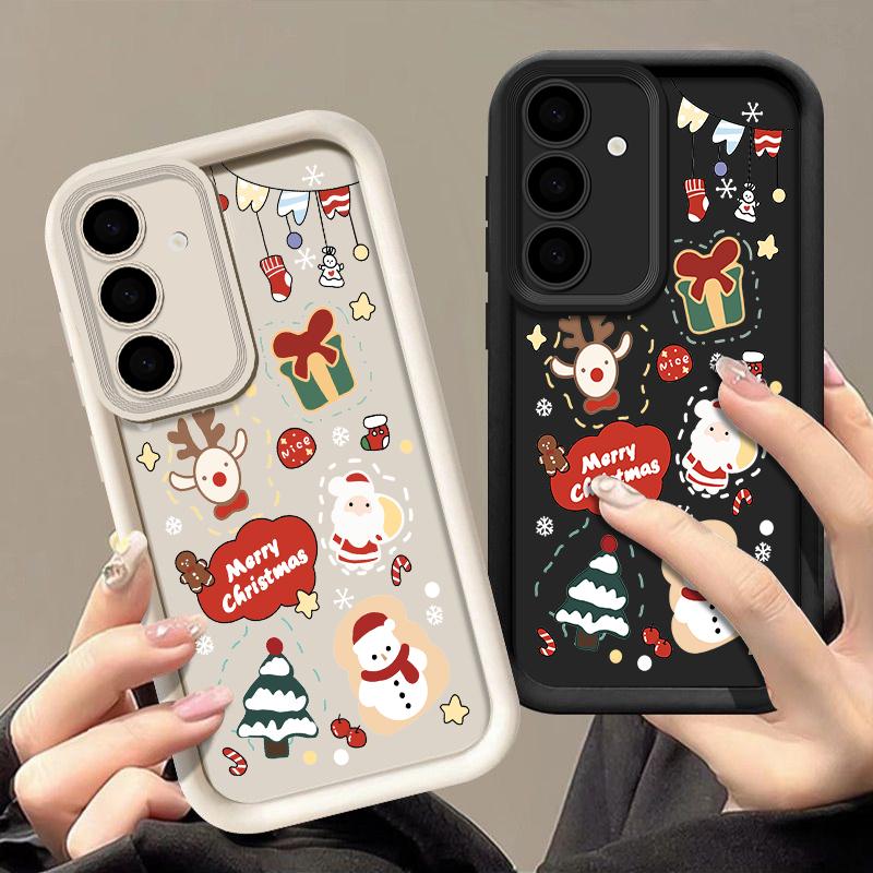 Cartoon Weihnachtsbaum Druck Hülle für Samsung S25 Ultra S24 FE S23 S22 A56 A36 A16 A15 A55 A35 TPU Weich Matt Stoßfest Handyhülle