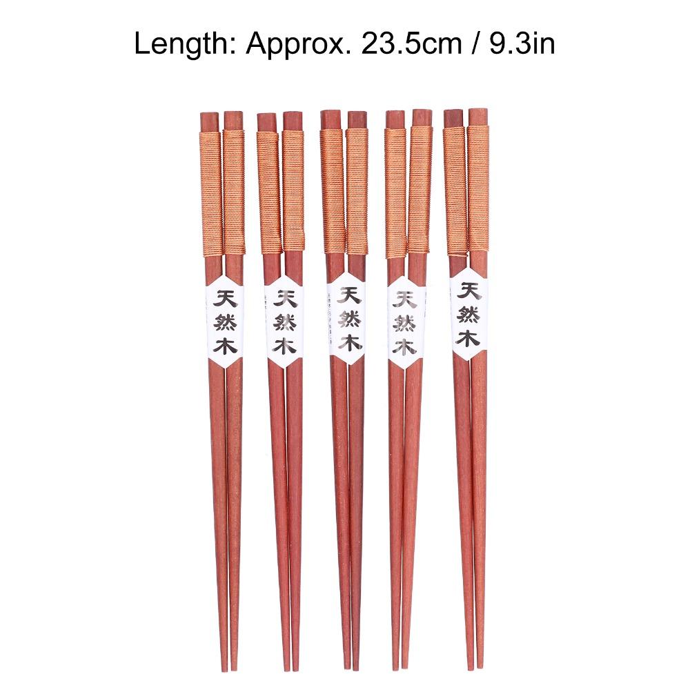 5Pairs Wrapped Twine Handle Anti-slip Chopsticks Slender Retro style Chopsticks Snack Eating