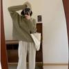 Autumn and winter new twist sweater women's hooded pullover retro lazy loose soft waxy knitted sweater sweater top women