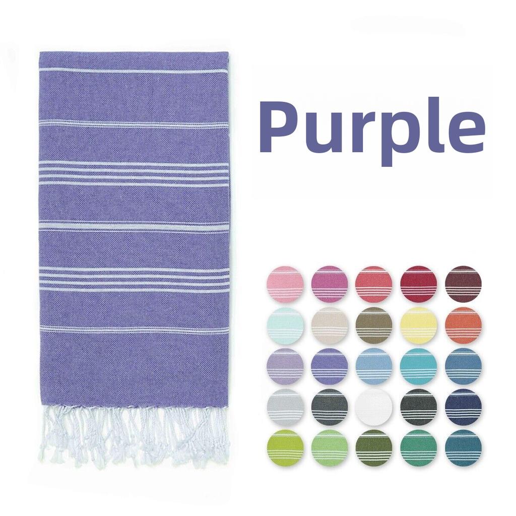Woven Cotton Blanket Outdoor Blanket Foreign Trade  Beach Towel Color Bath Towel Tassel Striped Polyester Cotton Beach Towel