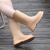 Fashion classic rain shoes women's high rain boots rainy day outdoor travel thickened non-slip waterproof shoes women's rubber shoes British boots