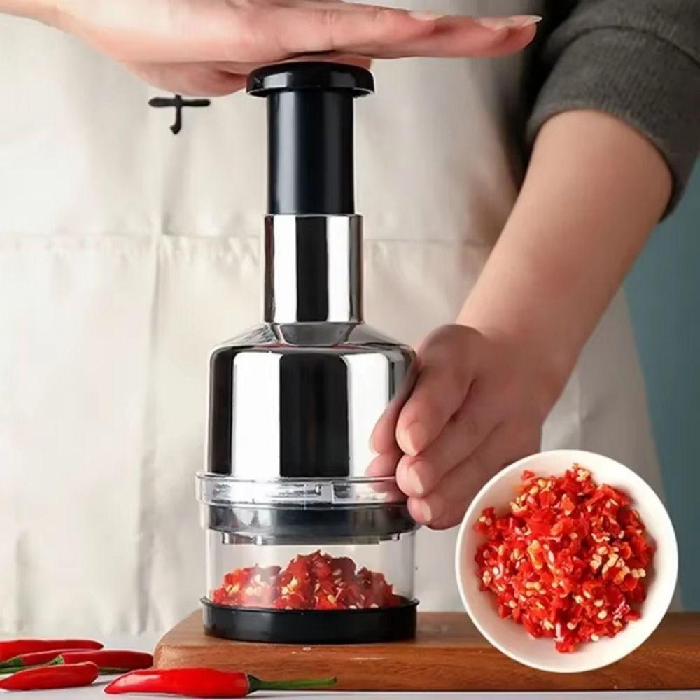 Stainless Steel Garlic Presser Manual Pressed Handheld Vegetable Slicer Compact Multi-functional Onion Chopper Ingredients Mixer