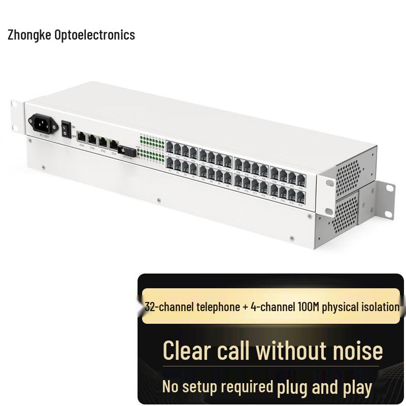 

Zhongke Optoelectronics 32-Channel Telephone & 4-Port 100M Network Fiber Optic Transceiver SC Interface